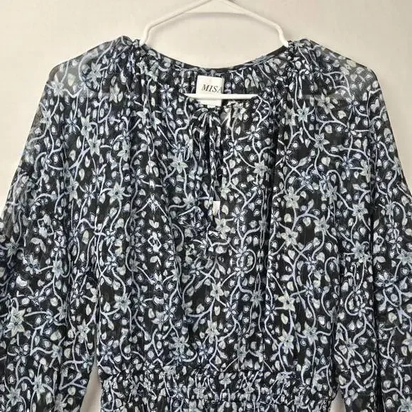 NWT Misa Karlina Dress in Nightshade Floral Blue Size XS Bohemian MSRP 410